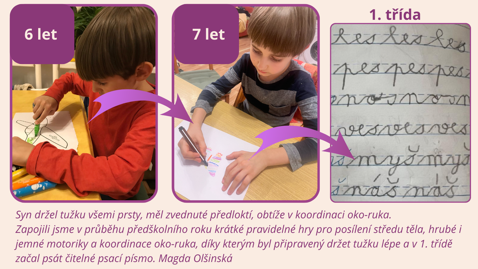 dítě píše tužkou